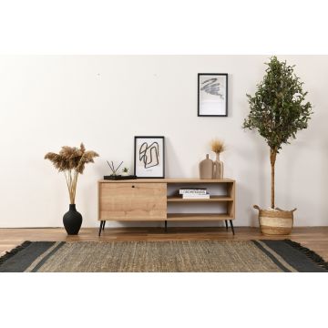 Comoda TV, Wolina, Calvin, 55x140x41 cm, Stejar