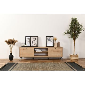 Comoda TV, Wolina, Calvin, 55x180x41 cm, Stejar