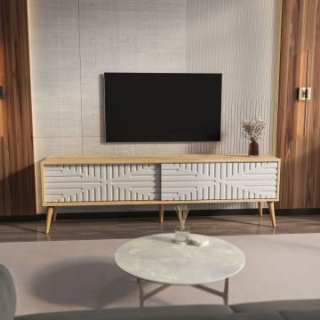 Comoda TV, Zena Home, Riso, Stejar Safir / Alb