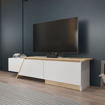 Comoda TV, Zena Home, Zonas, Stejar alb / safir
