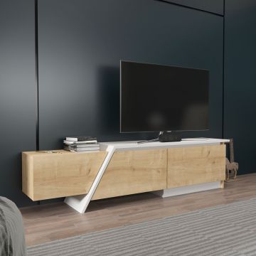 Comoda TV, Zena Home, Zonas, Stejar Safir / Alb