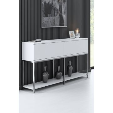 Consola, Bexley, Lord, 150x80x30 cm, PAL, Alb / Argintiu