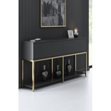 Consola, Bexley, Lord, 150x80x30 cm, PAL, Antracit / Aur