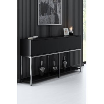 Consola, Bexley, Lord, 150x80x30 cm, PAL, Negru/Argintiu