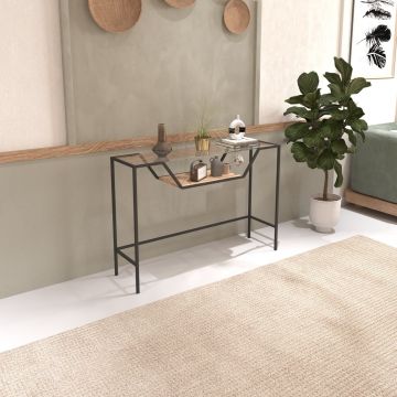 Consola, Caliente, Lala, 100x76x30 cm, Sticla temperata, Negru