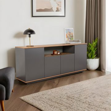 Consola, Lorena, Arista, 180x75x44.5 cm, Antracit / Pin Atlantic