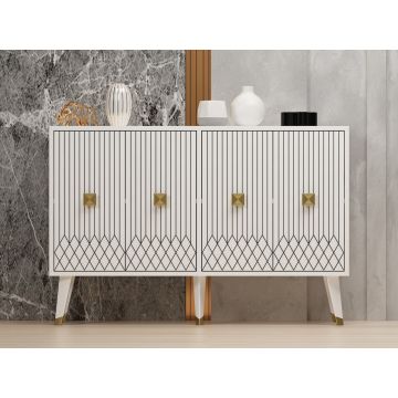 Consola, Odessa, Carbın, 120x80x30 cm, PAL, Alb/Auriu