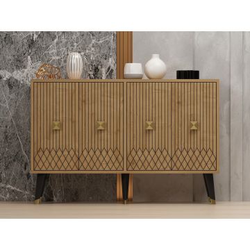 Consola, Odessa, Carbın, 120x80x30 cm, PAL, Stejar safir / Aur
