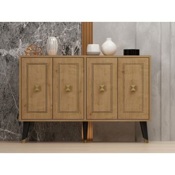 Consola, Odessa, Hartın, 120x80x30 cm, PAL, Stejar safir / Aur