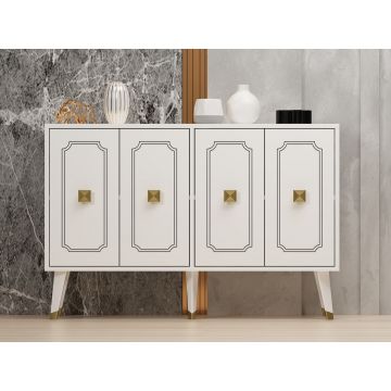 Consola, Odessa, Roland, 120x80x30 cm, PAL, Alb/Auriu