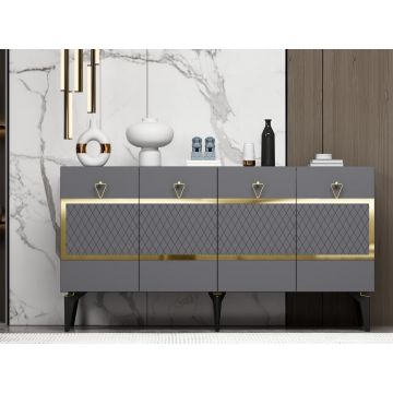 Consola, Olivia, Ipek, 150x79x40 cm, PAL , Antracit / Aur