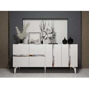 Consola, Olivia, Vania, 150x40x79 cm, PAL , Alb / Argintiu