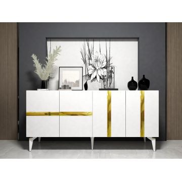 Consola, Olivia, Vania, 150x40x79 cm, PAL , Alb/Auriu