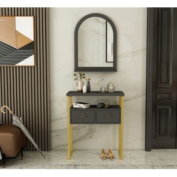 Dulap, Coraline, Mipa Mirrored, Antracit / Aur