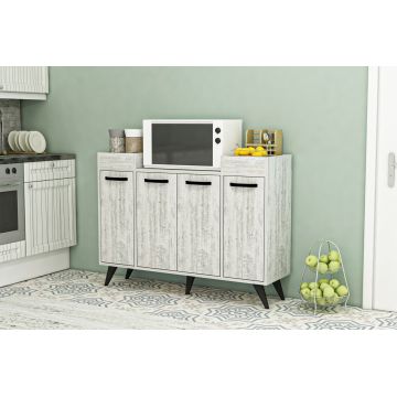 Dulap multifunctional, Coraline, Visar, 120x88.5x35 cm, PAL, Gri/Alb