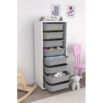 Dulap multifunctional, Estella, Cara 8N, Alb/Gri