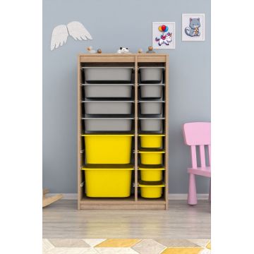 Dulap multifunctional, Estella, Montana Xs 2D4N8U, Gri Sonomo / Galben