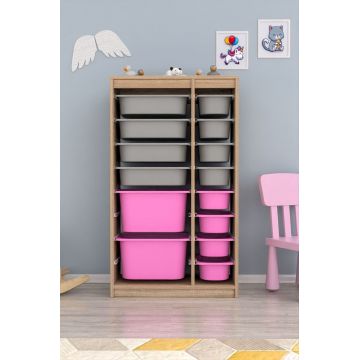 Dulap multifunctional, Estella, Montana Xs 2D4N8U, Gri Sonomo / Roz