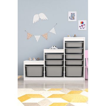 Dulap multifunctional, Estella, Swiss, Alb/Gri