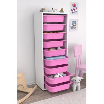 Dulap multifunctional, Estella, Zola 9N, Alb/Roz