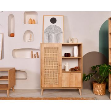 Dulap multifunctional, Wolina, Hazeran Multi, 40x90x110 cm, Lemn de carpen, Stejar