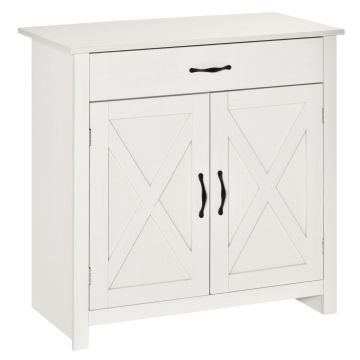 HOMCOM Bufet de Bucătărie cu Sertar 2 Uși și Raft Interior Mobilier Auxiliar Decorativ 80x39,7x80 cm Alb Spălat | Aosom Romania