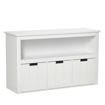 HOMCOM Bufet de Salon cu 3 Sertare Mobilizabile și Rafturi Deschise pentru Cărți Jucării Dulap Auxiliar de Depozitare pentru Dormitor Bucătărie 102x33x61,5 cm Alb | Aosom Romania