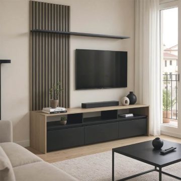 Ansamblu comoda TV Delfina Negru 190x40x199.5 cm