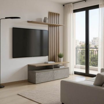 Ansamblu comoda TV Perlento Bej 140x41x219.5 cm