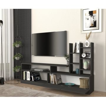 Biblioteca Living UnicUtil,164 x 25 x 91 cm, Gri Antracit, front PAL