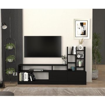 Biblioteca Living UnicUtil,164 x 25 x 91 cm, Negru, front PAL