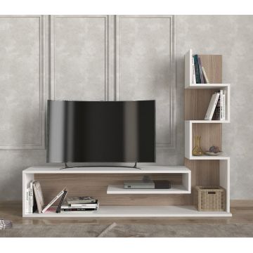 Biblioteca/Living UnicUtil cu rafturi pe 4 niveluri 149,5x120,8x29,5 cm, Alb