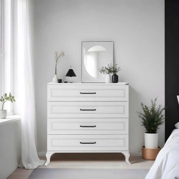 Comoda Adore Counry, 3 sertare, Alb, 90 x 89 x 45 cm Comoda Adore Counry, 3 sertare, Alb, 90 x 89 x 45 cm