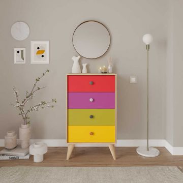 Comoda Adore Rainbow, 4 sertare, Multicolor/Sonoma, 60 x 104 x 45 cm Comoda Adore Rainbow, 4 sertare, Multicolor/Sonoma, 60 x 104 x 45 cm