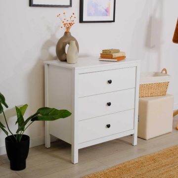 Comoda Adore Rustic, 3 sertare, Alb, 73 x 81 x 47 cm Comoda Adore Rustic, 3 sertare, Alb, 73 x 81 x 47 cm