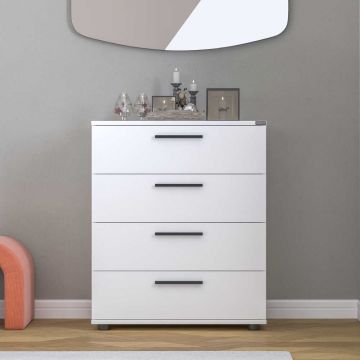 Comoda Adore White, 4 sertare, 65x78x41 cm Comoda Adore White, 4 sertare, 65x78x41 cm