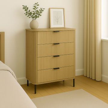 Comoda cu 4 sertare Scandi, lemn Natural, 79x46x115 cm Comoda cu 4 sertare Scandi, lemn Natural, 79x46x115 cm