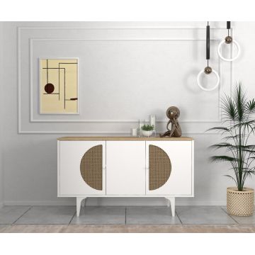 Comoda Elegant Harmony, 130 x 45 x 75 cm, Alb-Natur, UUCOM03, UnicUtil
