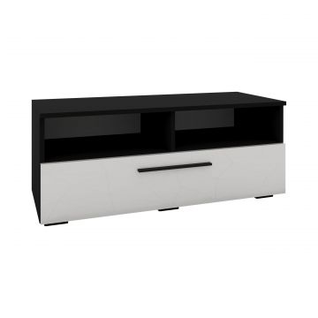 Comoda Kos, O Usa, 2 Polite, Negru/Alb Lucios, MDF, 95 x 40 x 39 cm Comoda Kos, O Usa, 2 Polite, Negru/Alb Lucios, MDF, 95 x 40 x 39 cm