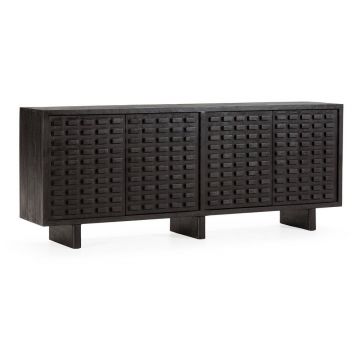 Comodă neagră din lemn de mango 200x80x40 cm Inaya – MOME