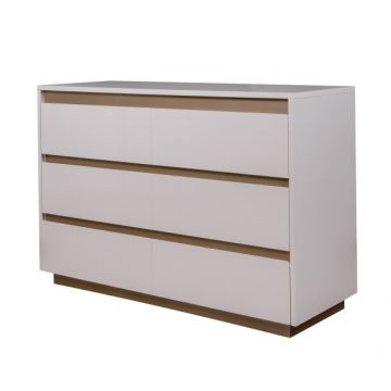 Comoda Phoenix Cu 3 Sertare, Alb Lucios, 113 Cm