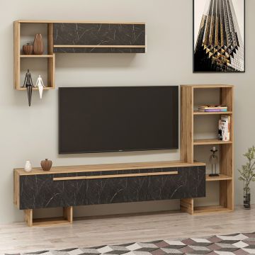 Comoda TV, Coraline, Mega, 209x123 cm, PAL, Nuc / Negru Comoda TV, Coraline, Mega, 209x123 cm, PAL, Nuc / Negru