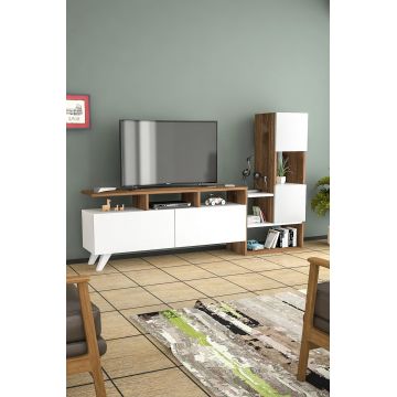 Comoda TV, Coraline, Tower, 122x53 cm, PAL, Alb/Maro Comoda TV, Coraline, Tower, 122x53 cm, PAL, Alb/Maro