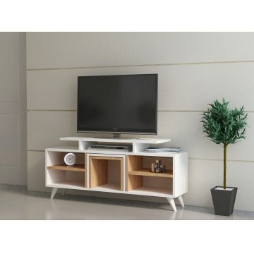Comoda TV, Decorotika, Kutay, PAL, Alb / Teak Comoda TV, Decorotika, Kutay, PAL, Alb / Teak