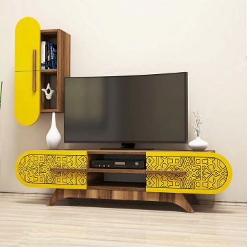 Comoda TV, Hommy Craft, Defne, 145x37x35 cm, PAL, Nuc / Galben