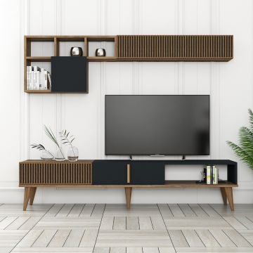 Comoda TV, Hommy Craft, Milan TV, 180x40x35 cm, PAL, Nuc / Antracit Comoda TV, Hommy Craft, Milan TV, 180x40x35 cm, PAL, Nuc / Antracit