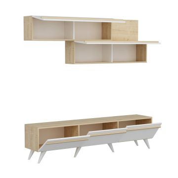 Comoda TV, Inarch, Amsterdam, 180x42x35 cm, PAL, Safir / Alb Comoda TV, Inarch, Amsterdam, 180x42x35 cm, PAL, Safir / Alb