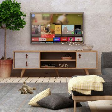 Comoda TV, Mod Design, Seva, 120x53x40 cm, PAL, Stejar / Alb Comoda TV, Mod Design, Seva, 120x53x40 cm, PAL, Stejar / Alb