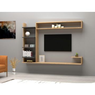 Comoda TV, Puqa Design, Noble, 180x121 cm, PAL, Safir / Antracit Comoda TV, Puqa Design, Noble, 180x121 cm, PAL, Safir / Antracit
