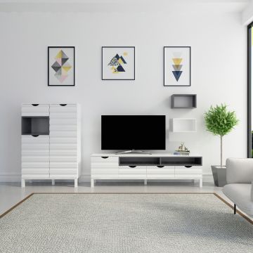 Comoda TV, Zena Home, Adel, PAL, Alb / Antracit Comoda TV, Zena Home, Adel, PAL, Alb / Antracit